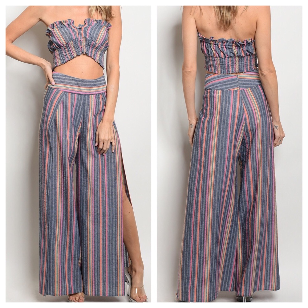 Multicolor Striped 2 piece Set - Picture 1 of 5